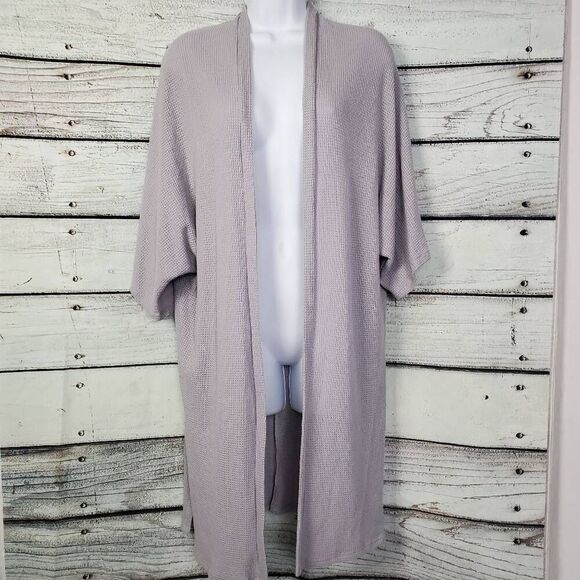 Daytrip Women’s Waffle Knit Long Kimono Cardigan Size M Lavender Open Front - Picture 1 of 6